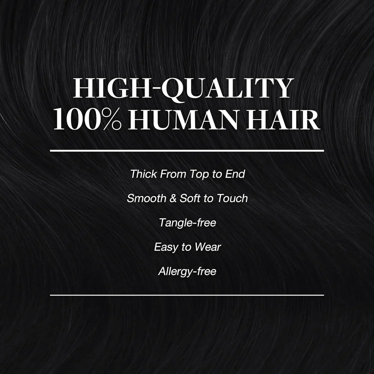 Cabello Clip-in Para Mujeres Pelo Humano Remi 50cm Negro Negro - Image 4