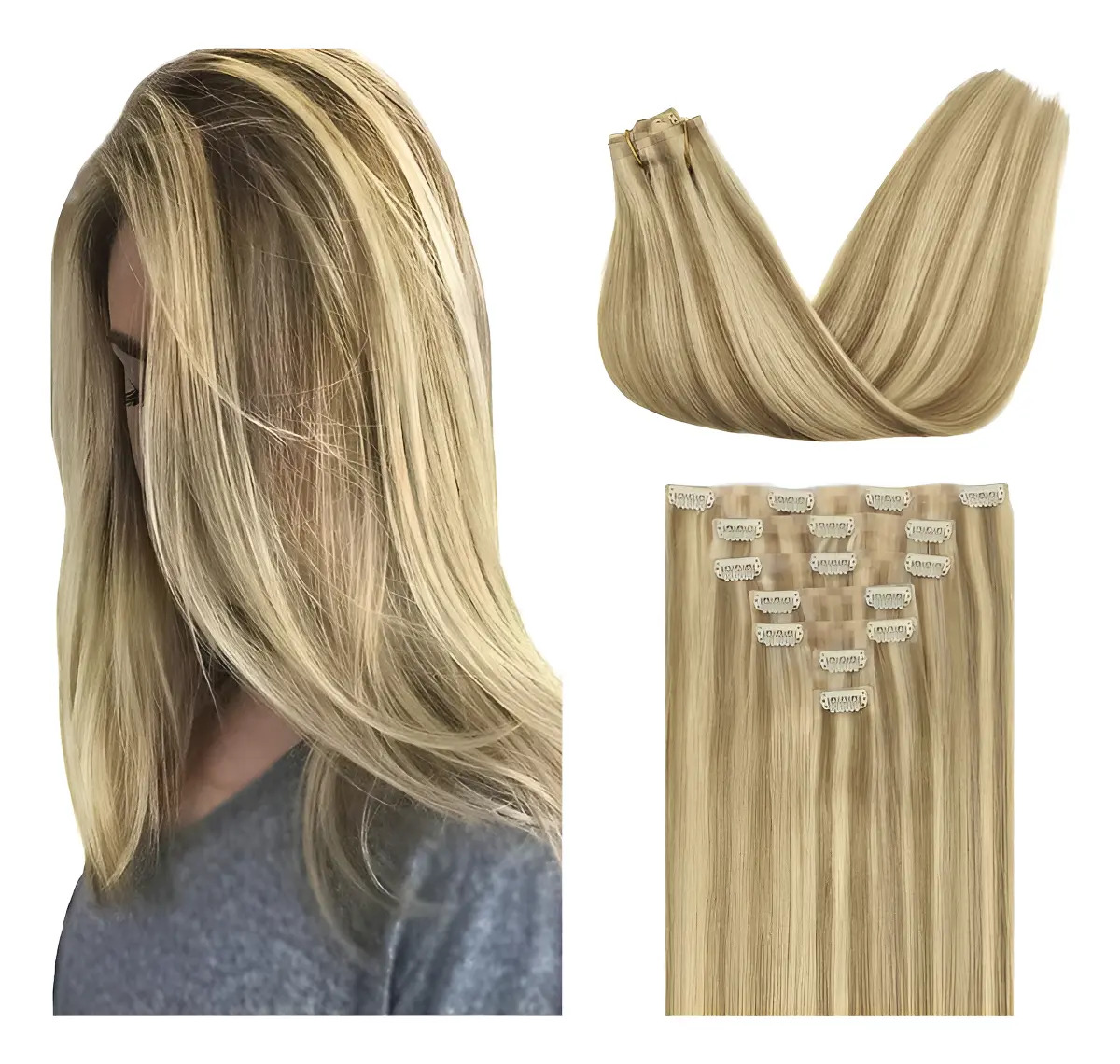 Extensiones Cabello Humano 50 Cm Rubio Claro