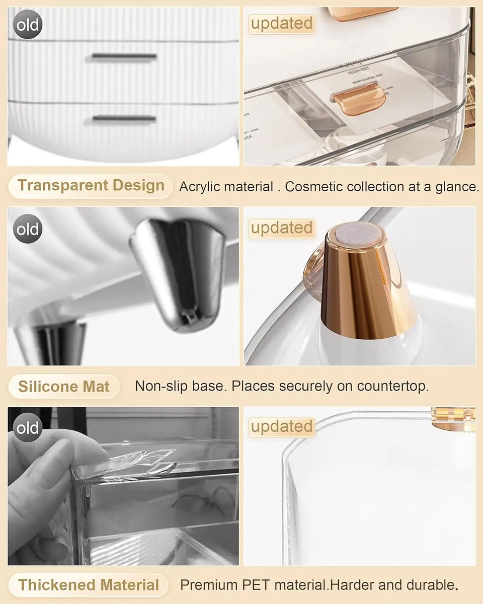 Organizador De Maquillaje En Rosa Dorado Para Baño - Image 4