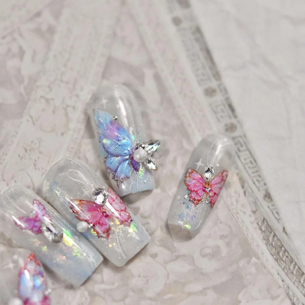 Pegatinas De Mariposas Púrpura Rosa Para Uñas De Mujer Y Niñ - Image 5