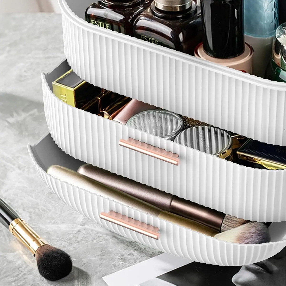 Organizador De Maquillaje Blanco Perla Con Cajones Y Tapa - Image 6