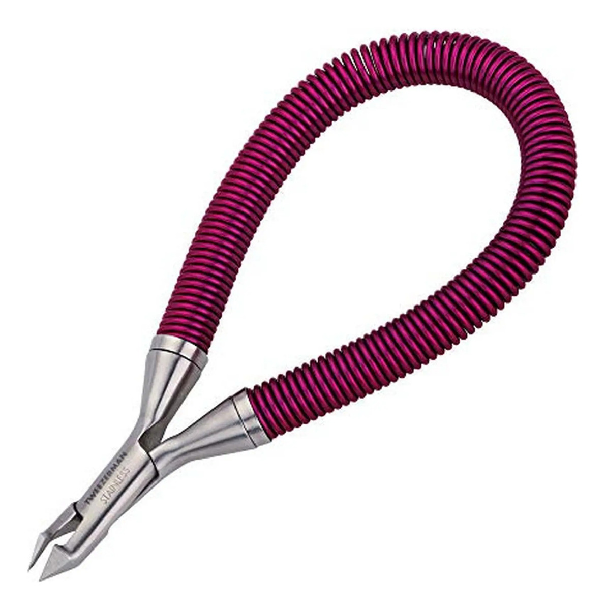 Alicate Cutícula Resorte Espiral Azul Rosa Acero Inoxidable Blanco