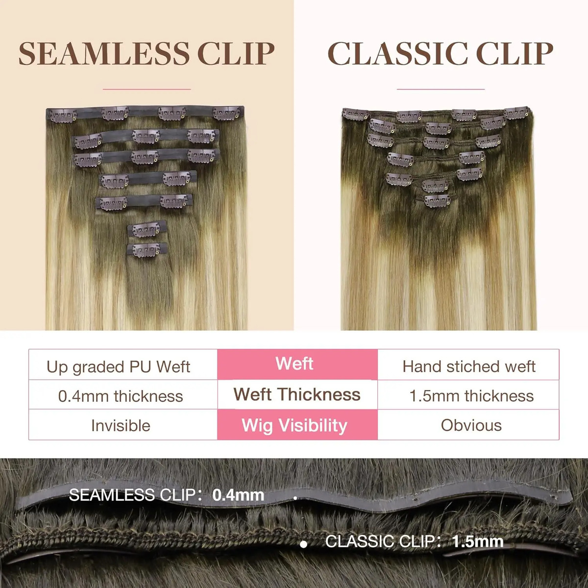 Cabello Clip-in Humano Natural 45 Cm 130g Bahameño - Image 3