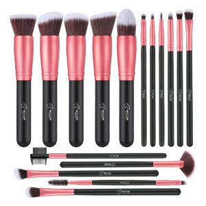 Pinceles De Maquillaje Bestope Pro De 16 Piezas Para Rostro Black Rose Golden