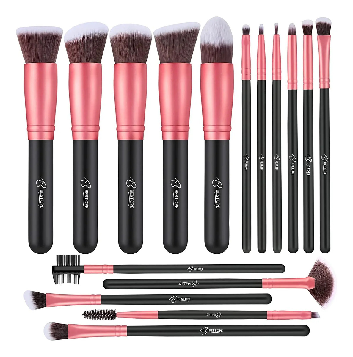 Pinceles De Maquillaje Bestope Pro De 16 Piezas Para Rostro Black Rose Golden