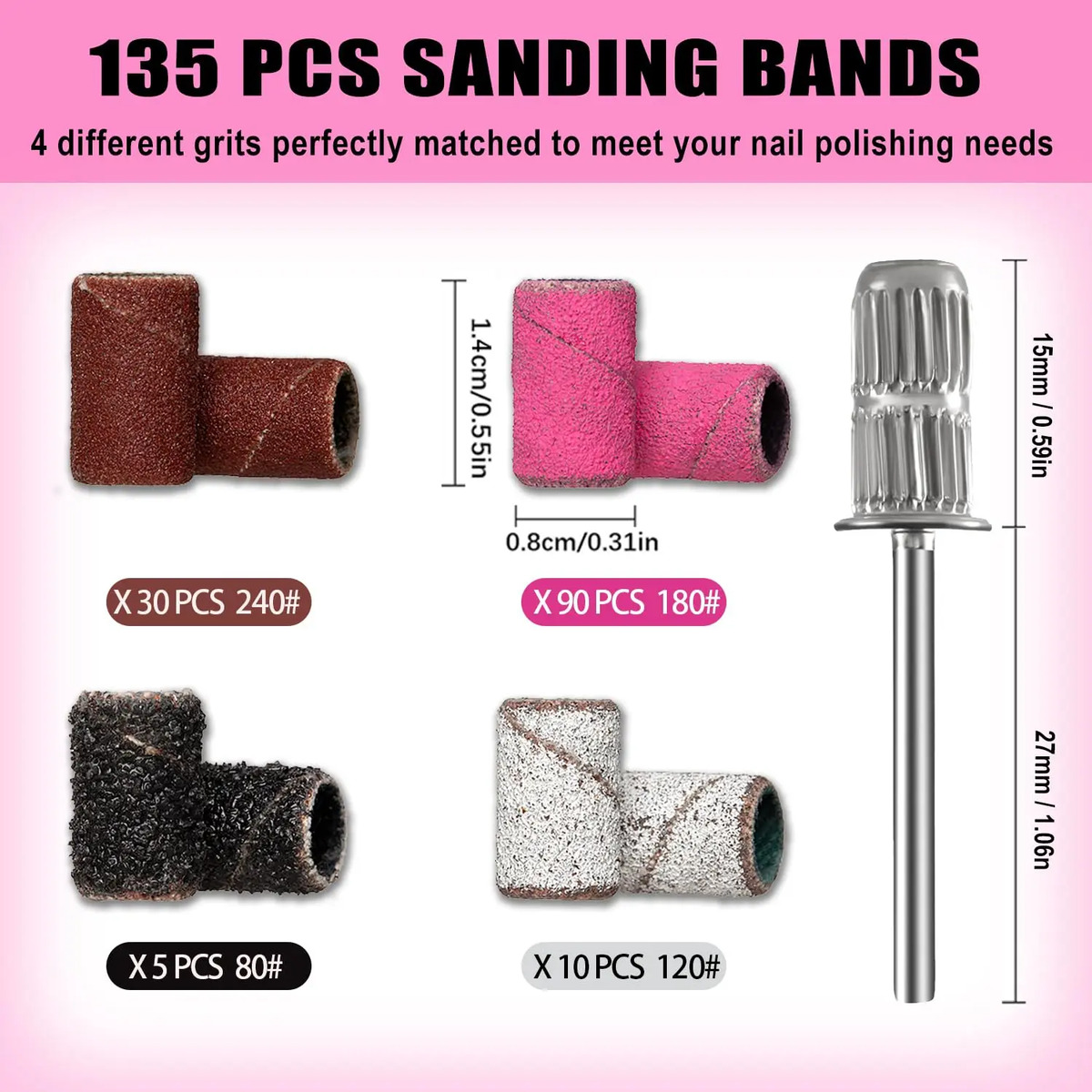Broca Para Uñas De 135 Piezas Con Bandas De Lijado Para Puli - Image 3