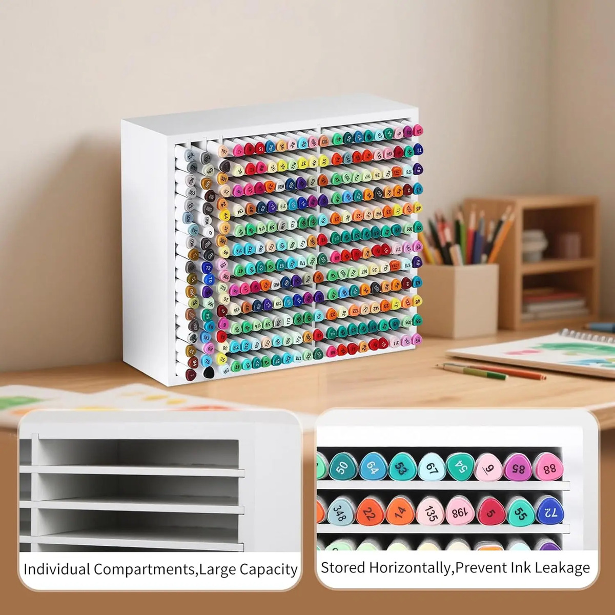 Organizador De Marcadores Madera 270 Unidades Vertical Blanc - Image 7