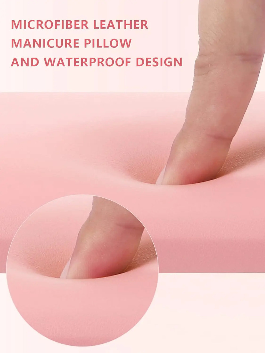Soporte De Mano Para Uñas De Microfibra De Cuero Rosa Desmo - Image 7