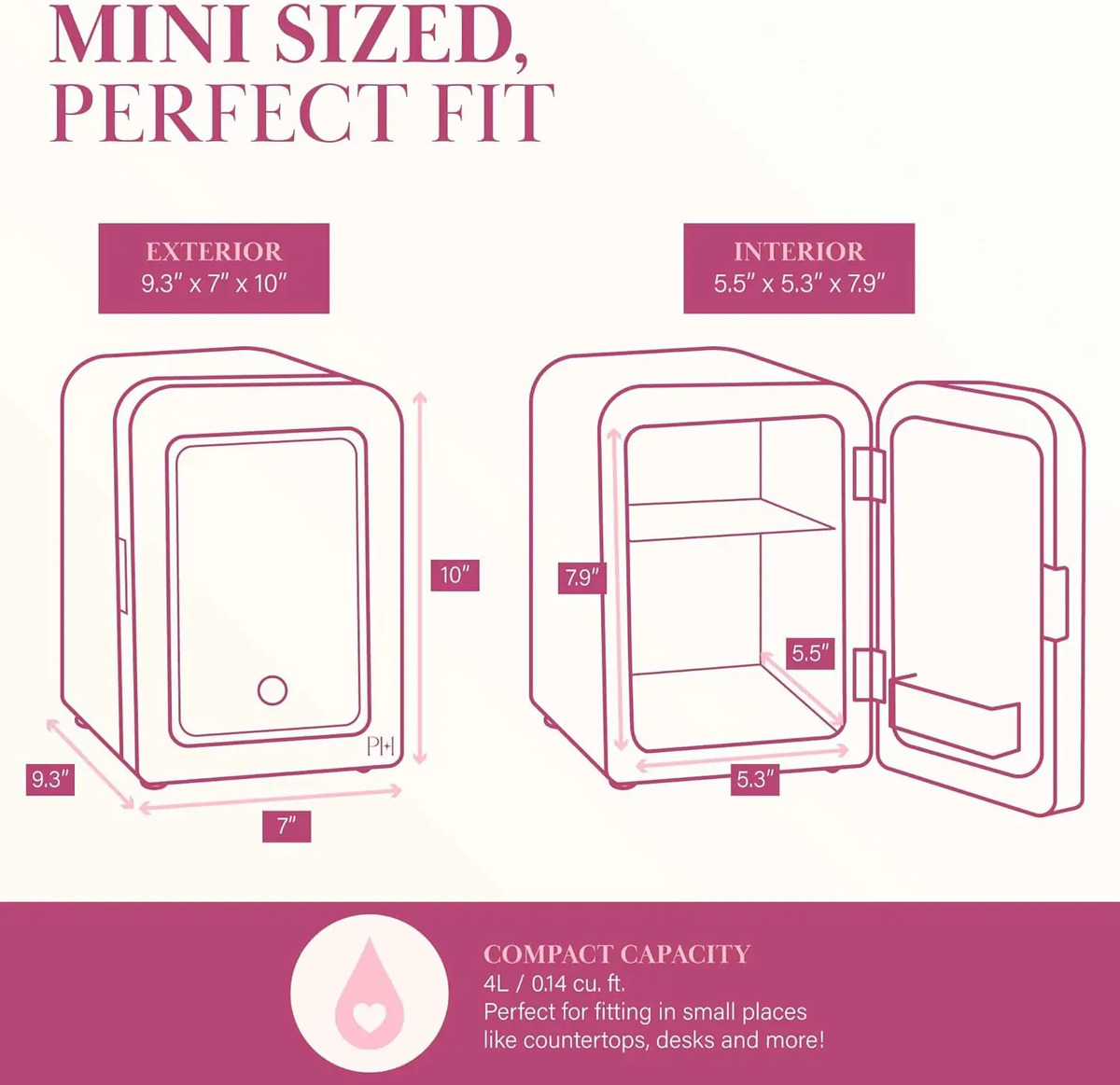 Mini Refrigerador Para Maquillaje 4 Litros, Puerta Espejada - Image 7