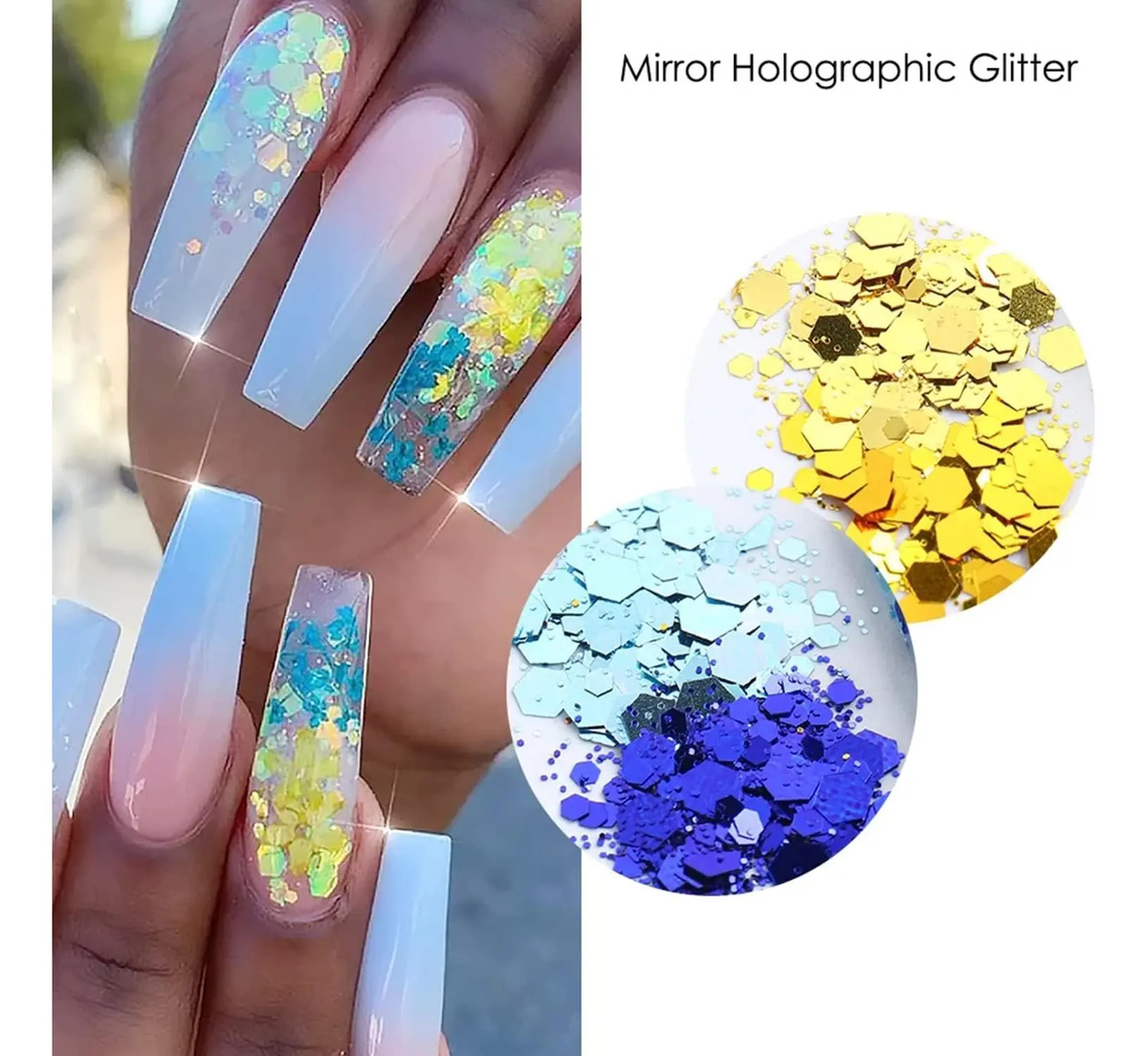 Decoraciones De Uñas Brillantes Holográficas De 12 Colores E - Image 5