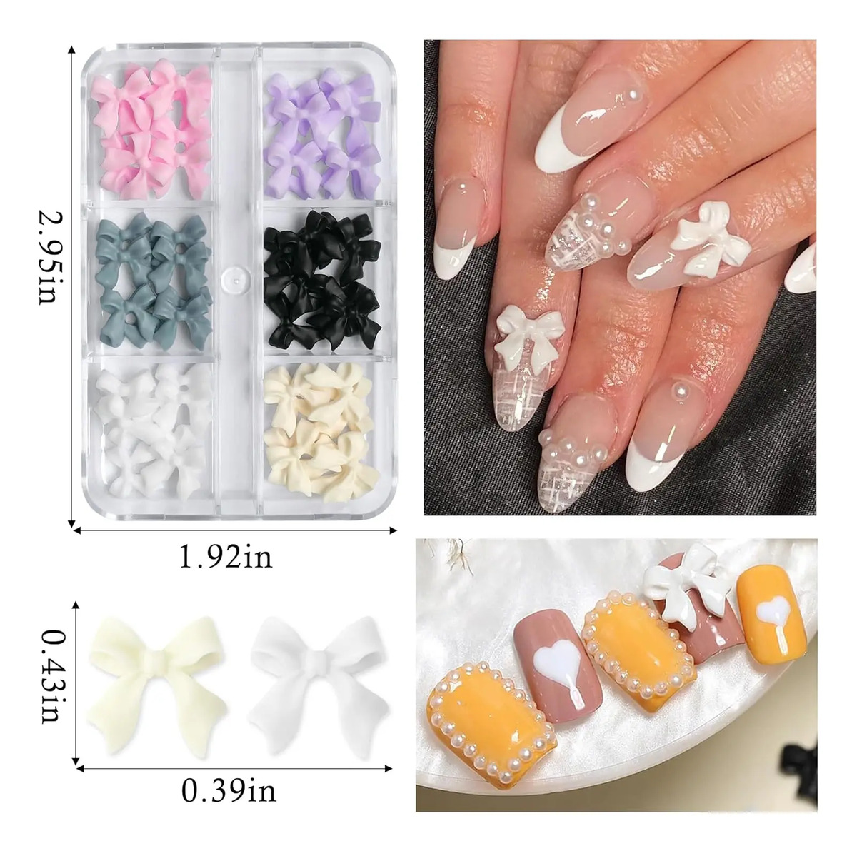 Adornos De Uñas De 4 Cajas Con Flores Y Lazos De Colores De - Image 5