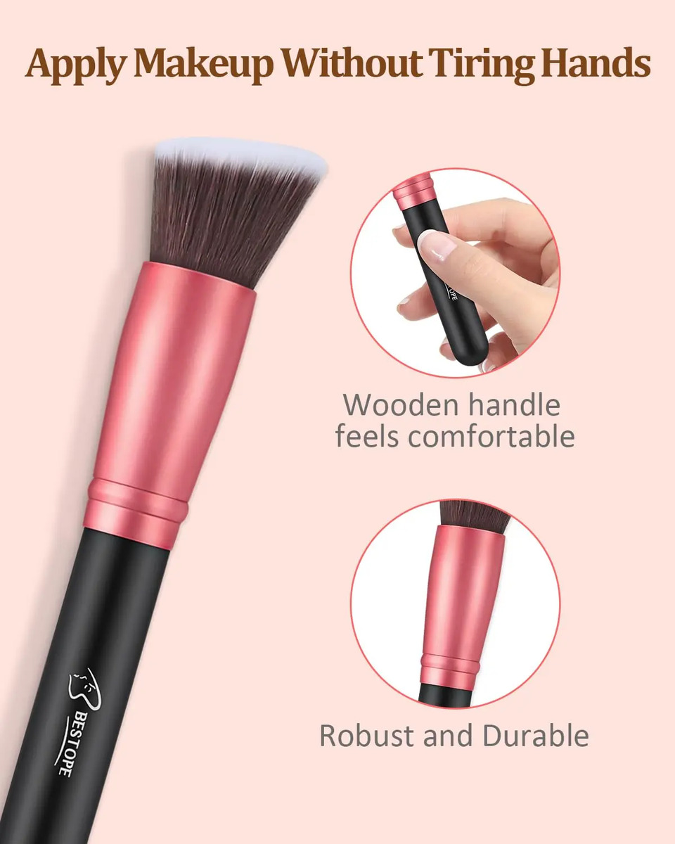 Pinceles De Maquillaje Bestope Pro De 16 Piezas Para Rostro Black Rose Golden - Image 5