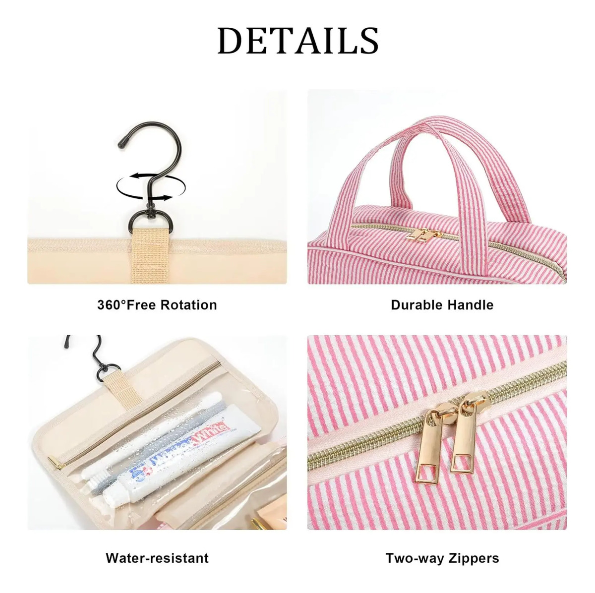 Bolsa De Aseo Personalizada Rosa Con Inicial Letra A - Image 4