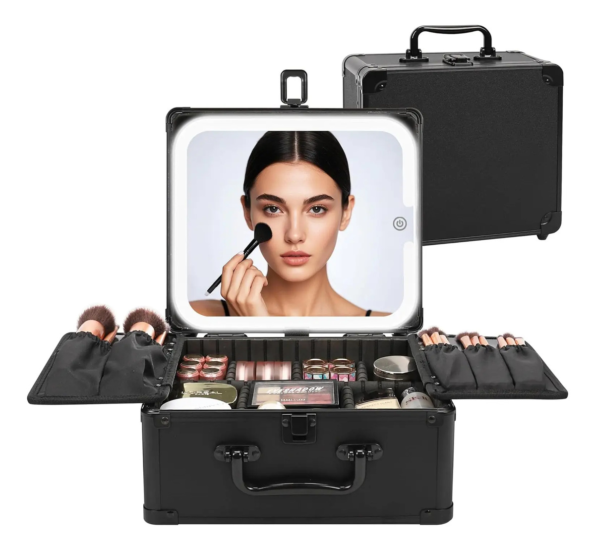 Bolsa De Maquillaje Con Espejo Led Recargable Para Mujeres