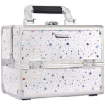 Caja De Maquillaje Portátil Con Espejo Y Bandejas Para Cosmé