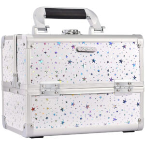 Caja De Maquillaje Portátil Con Espejo Y Bandejas Para Cosmé