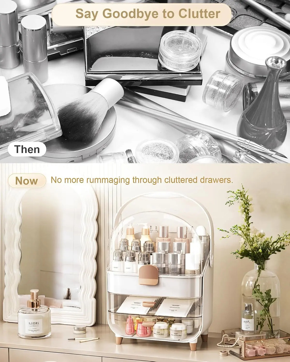 Organizador De Maquillaje En Rosa Dorado Para Baño - Image 3