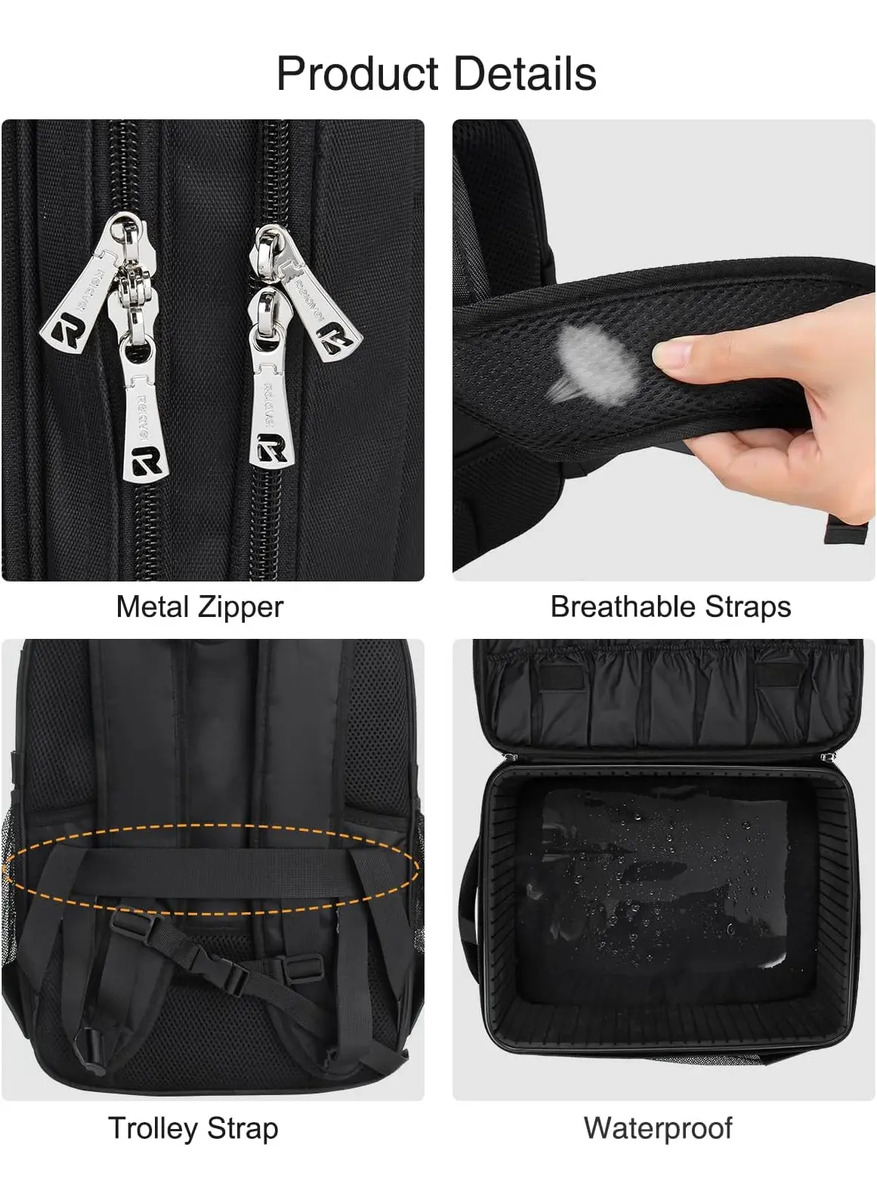 Bolso Maquillaje Extra Grande Profesional 3 Capas Negro - Image 7