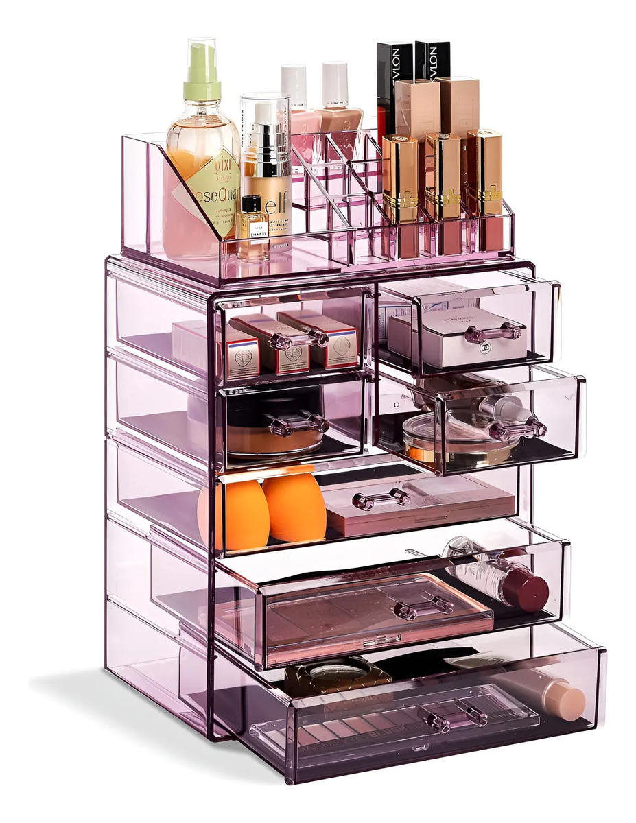Estuche De Maquillaje Acrílico Sorbus Morado 3 Cajones Morado