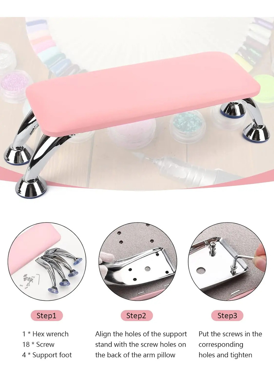Soporte De Mano Para Uñas De Microfibra De Cuero Rosa Desmo - Image 5