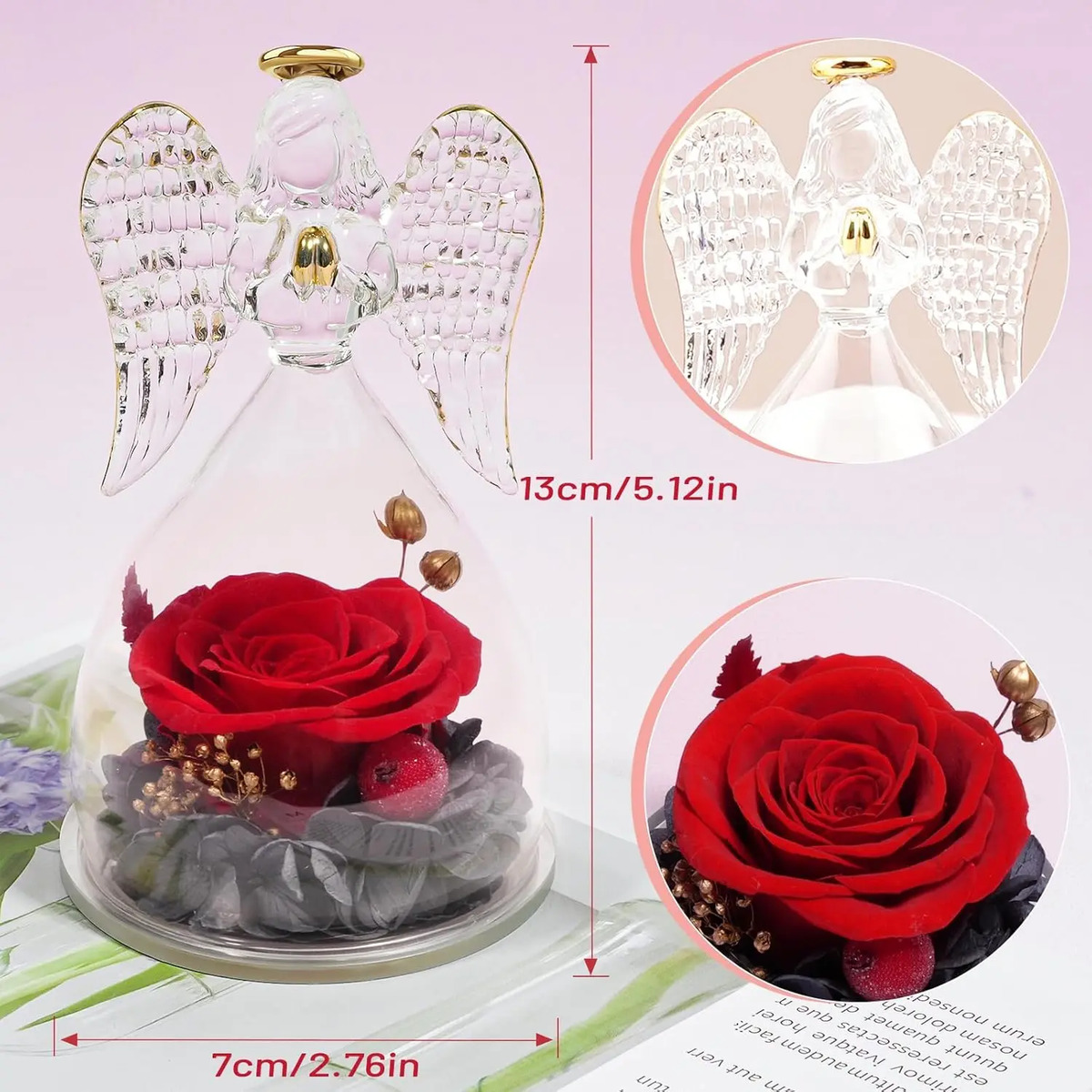 Regalo Para Mamá: Rosa Preservada Con Ángel Roja, Día De La - Image 2