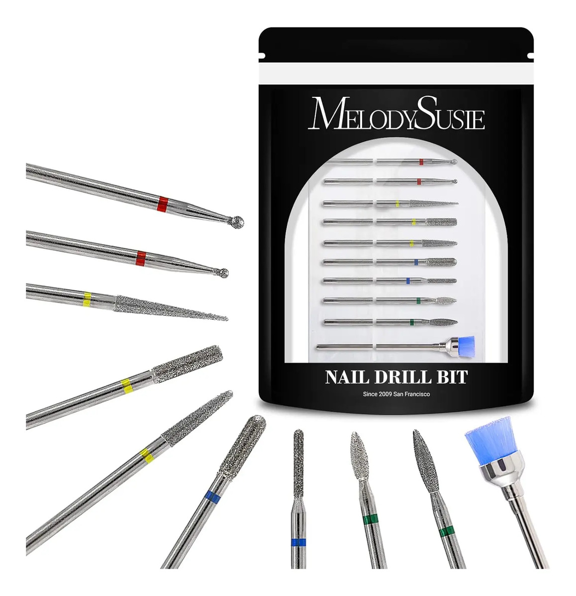 Kit De 10 Piezas Para Uñas De Melodysusie, Bits De Diamante