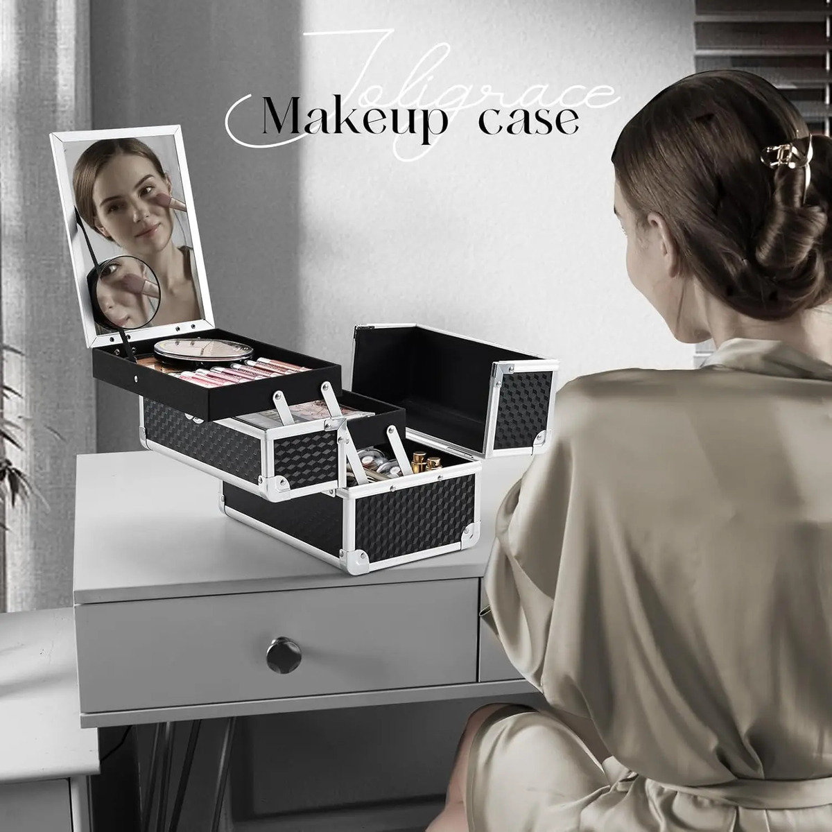Caja De Maquillaje Portátil Negro - Image 4