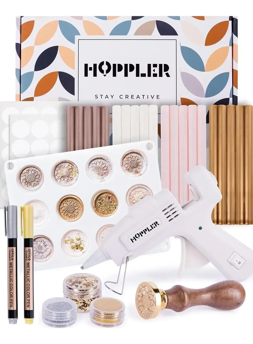 Kit De Sellado De Cera Premium Con 12 Moldes Y Accesorios