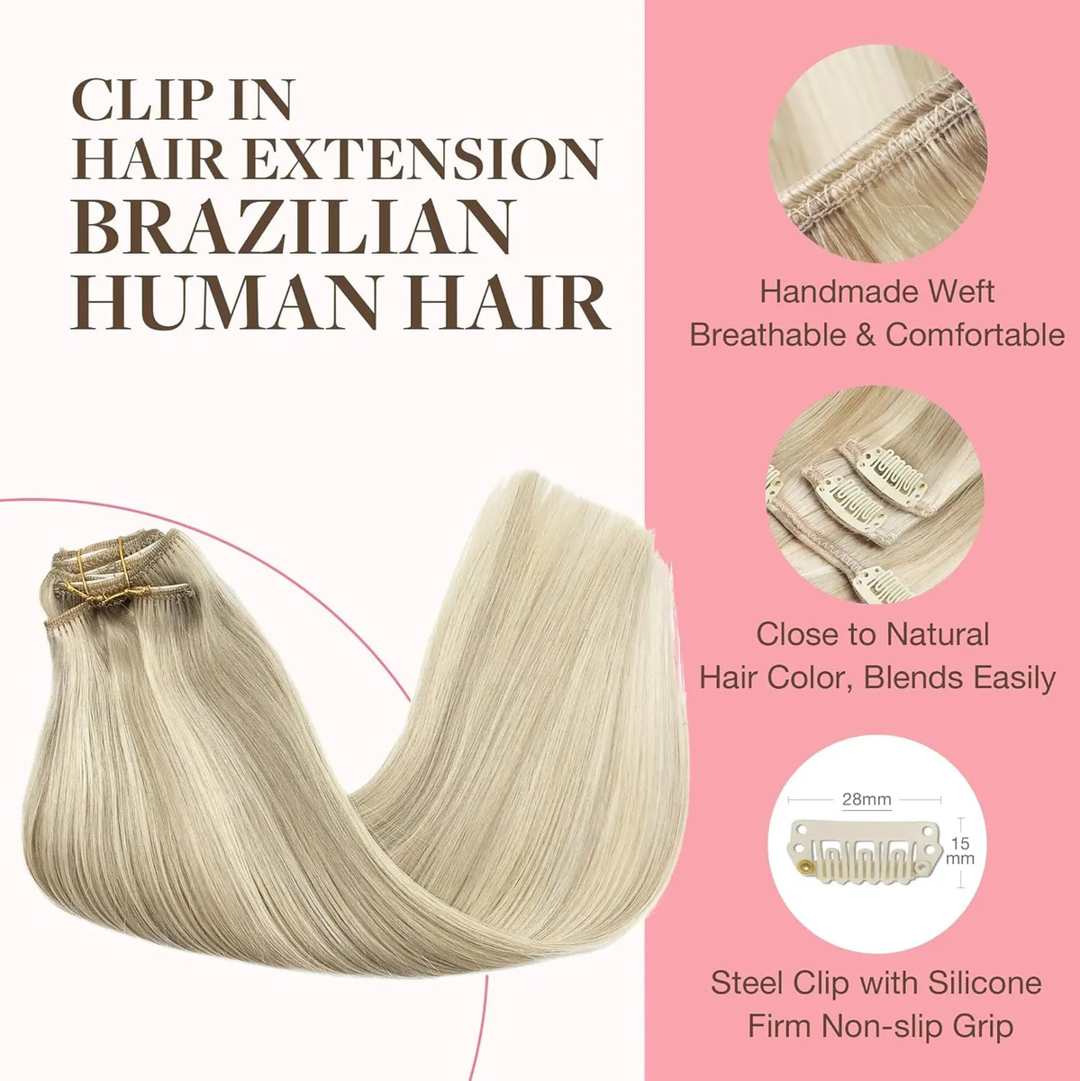 Extensiones Cabello Humano Remy 50cm Rubio Platino Ash 17a - Image 3