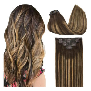 Cabello Humano Clip-in Castaño A Rubio 35cm 130gr Castaño A Rubio