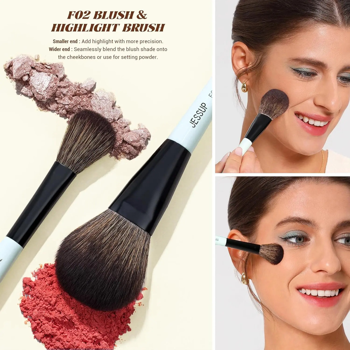 Cepillos De Maquillaje Jessup De 3 Piezas Con Esponja Para B - Image 4