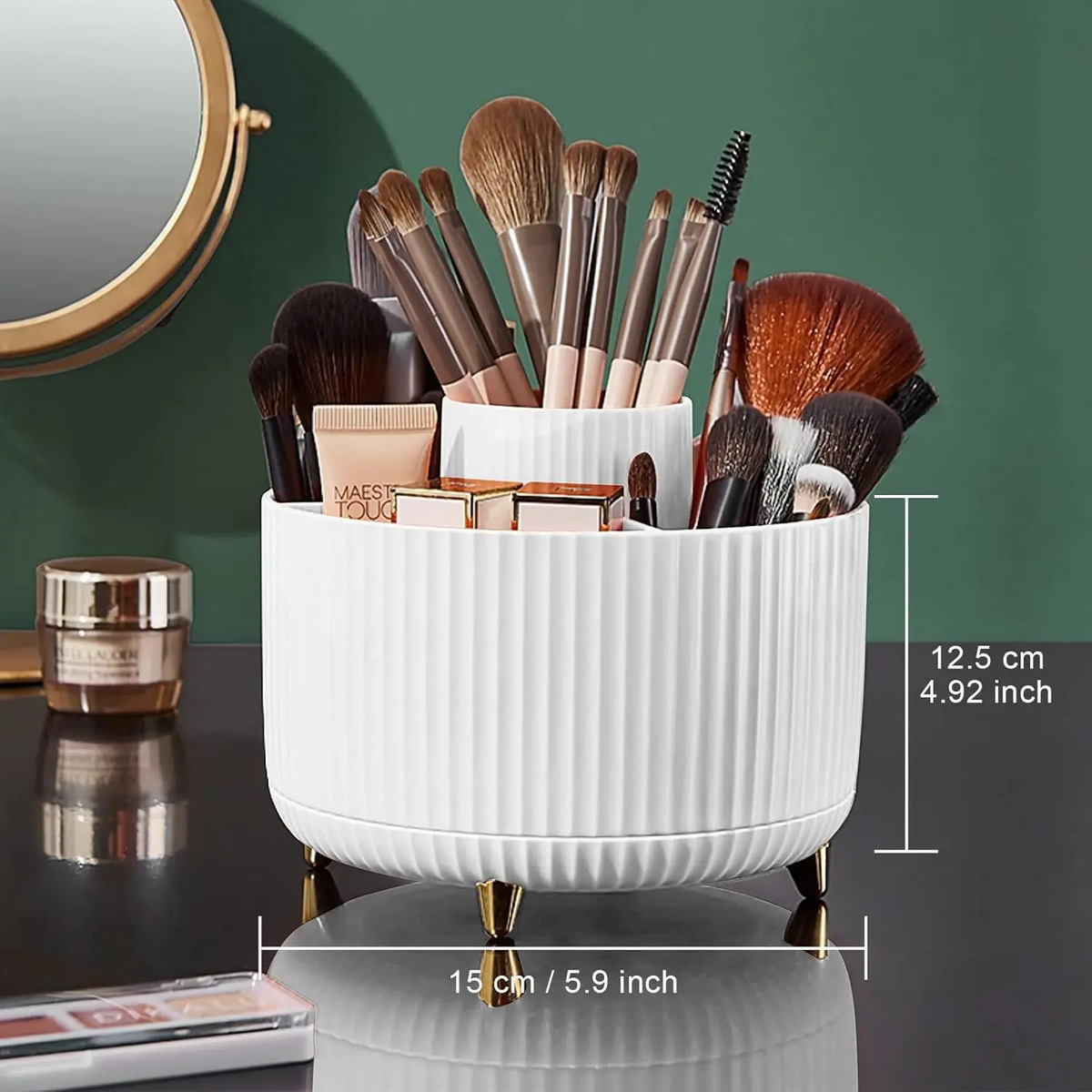 Organizador Rotatorio De 5 Ranuras Para Maquillaje, Blanco - Image 6
