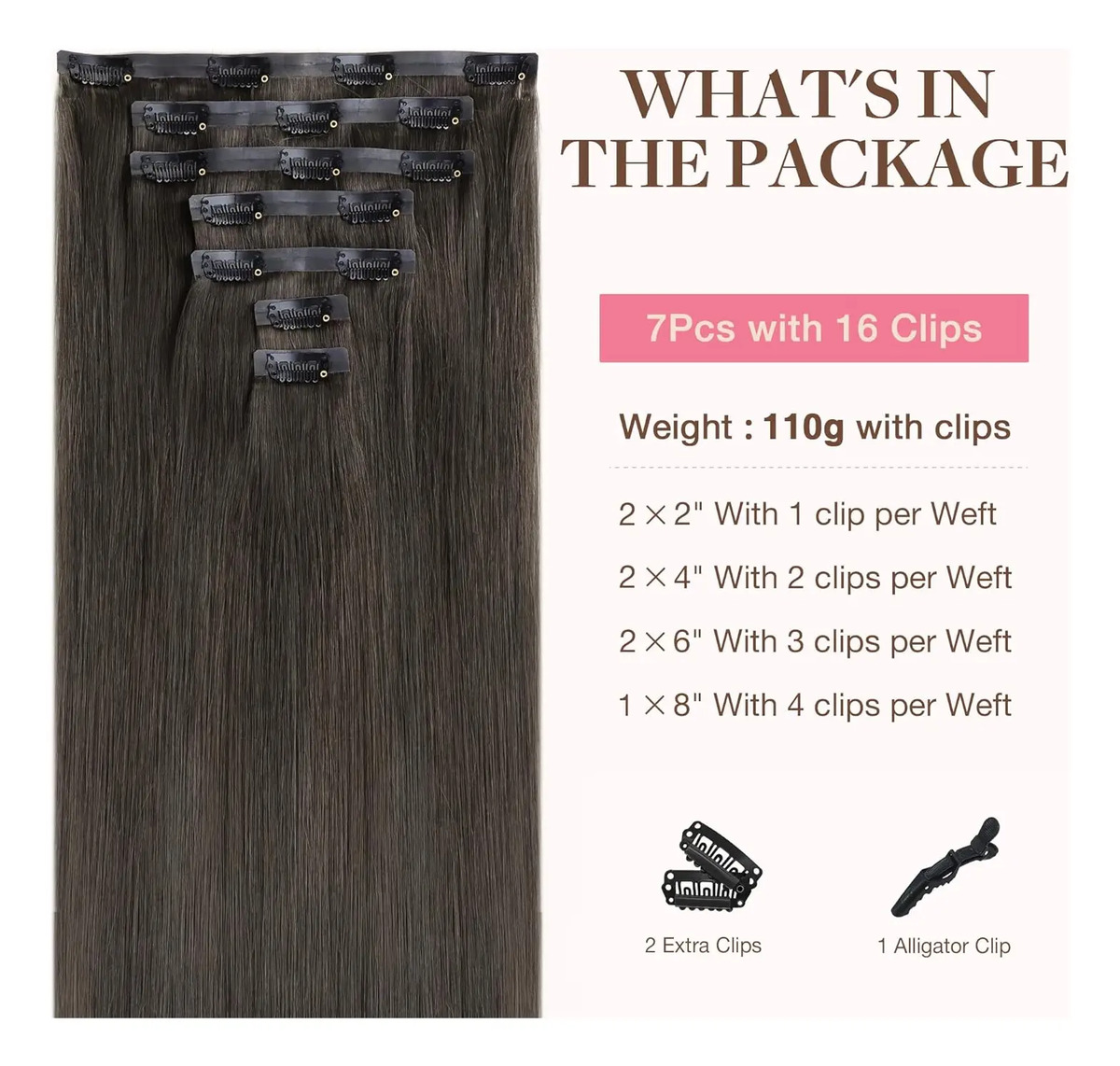 Extensiones De Cabello Humano 35 Cm Color Mocha Marrón - Image 2