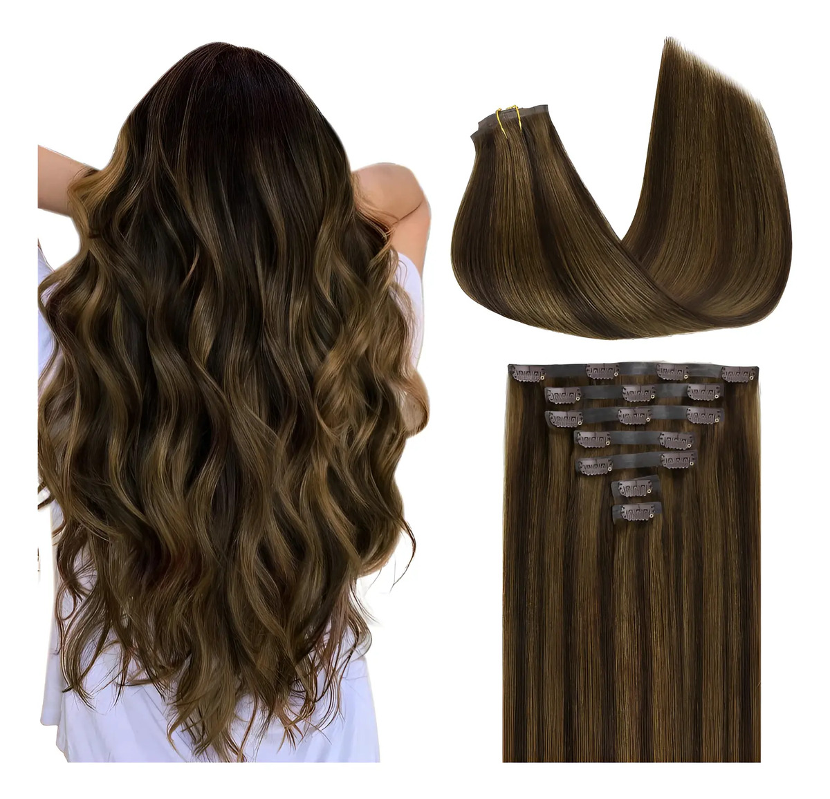 Extensiones De Cabello Humano Remy 45 Cm Marrones