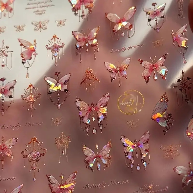 Pegatinas De Mariposas Rosadas Para Uñas De 5d Con Conchas D - Image 6