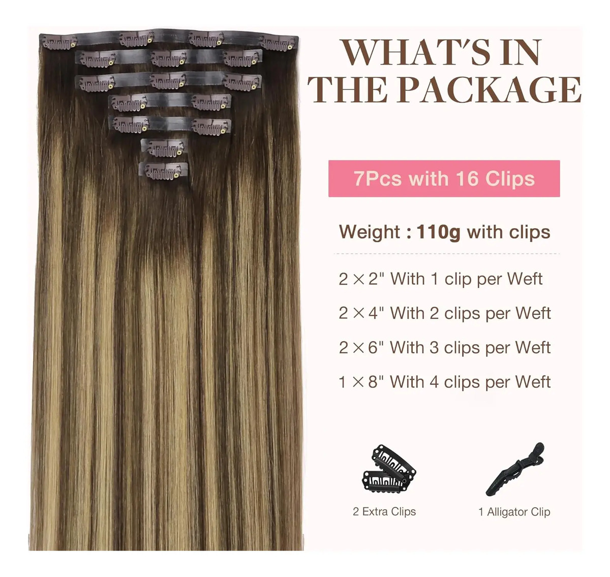 Cabello Humano Remy 45cm Marrón Marrón - Image 2