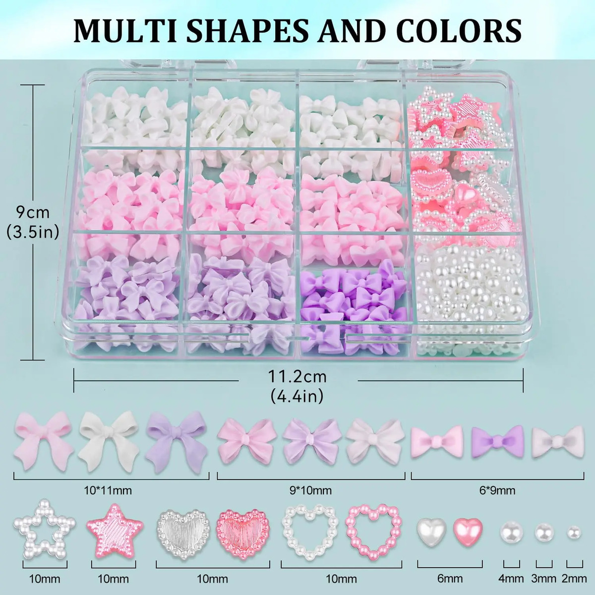 Charmitas De Uñas En 3d Y Perlas Planas, 600 Piezas, Tamaños - Image 2