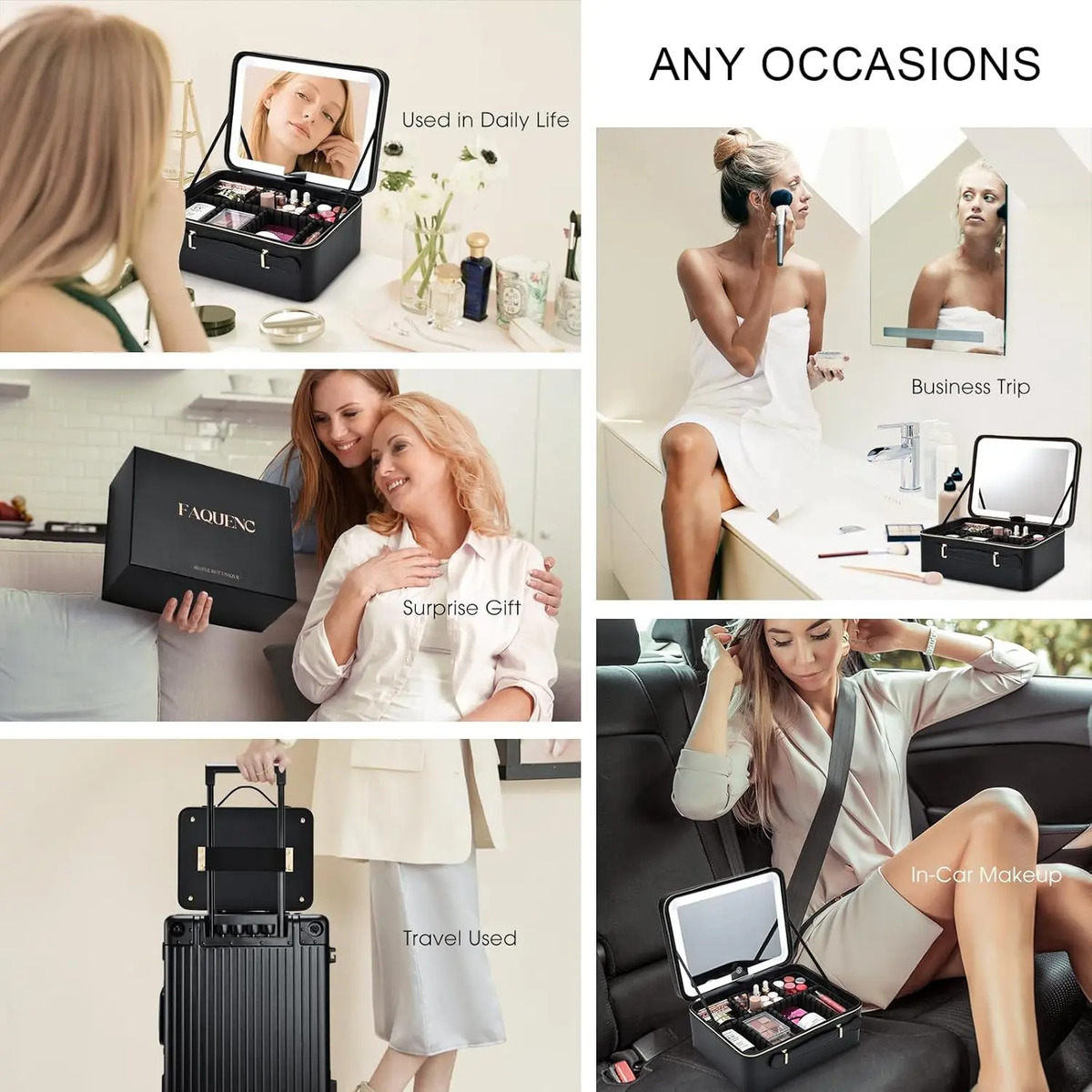 Bolsa De Maquillaje Extra Grande Con Espejo Led Y Caja Portá - Image 9