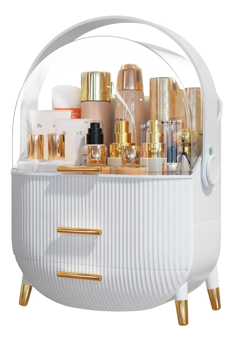 Organizador De Maquillaje Con Cubierta Transparente En Blanc