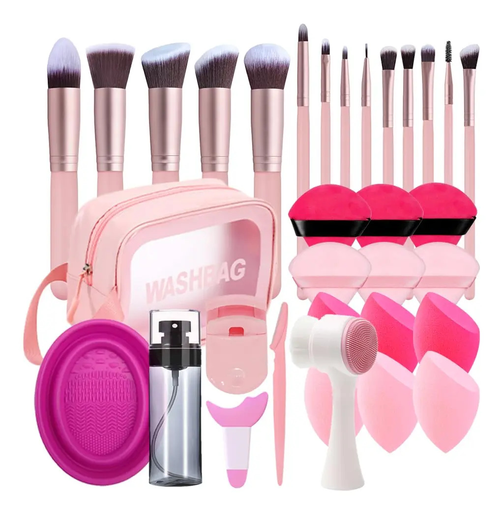 Juego De 33 Piezas Para Maquillaje Con Brochas Y Accesorios