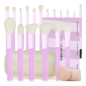 Conjunto De 18 Brochas De Maquillaje Profesional Color Púrpu
