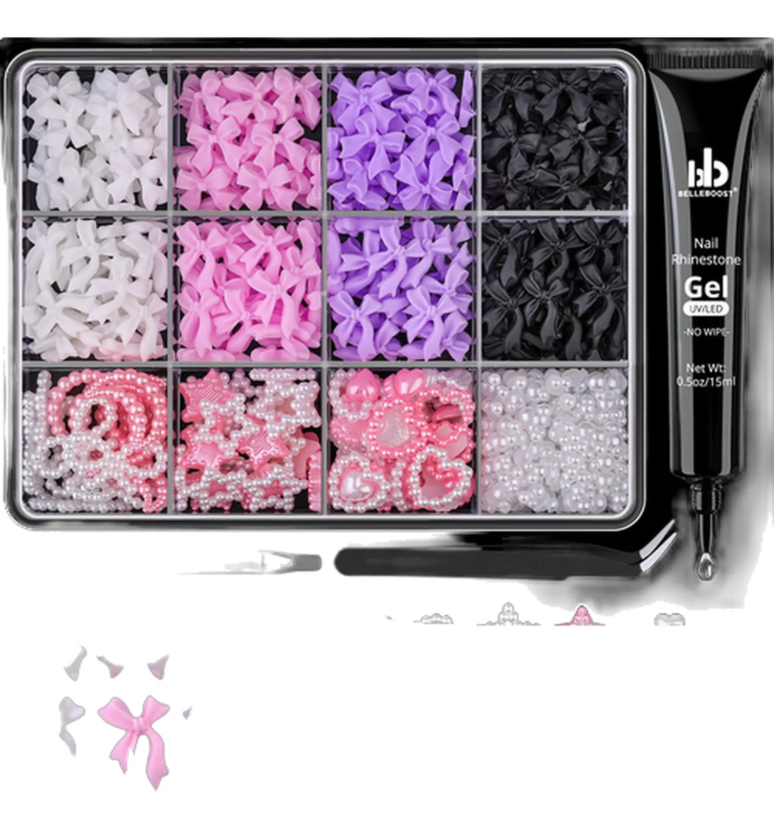 Charms De Uñas De 3d Y Perlas Planas De 2 A 6 Mm En 4 Colore