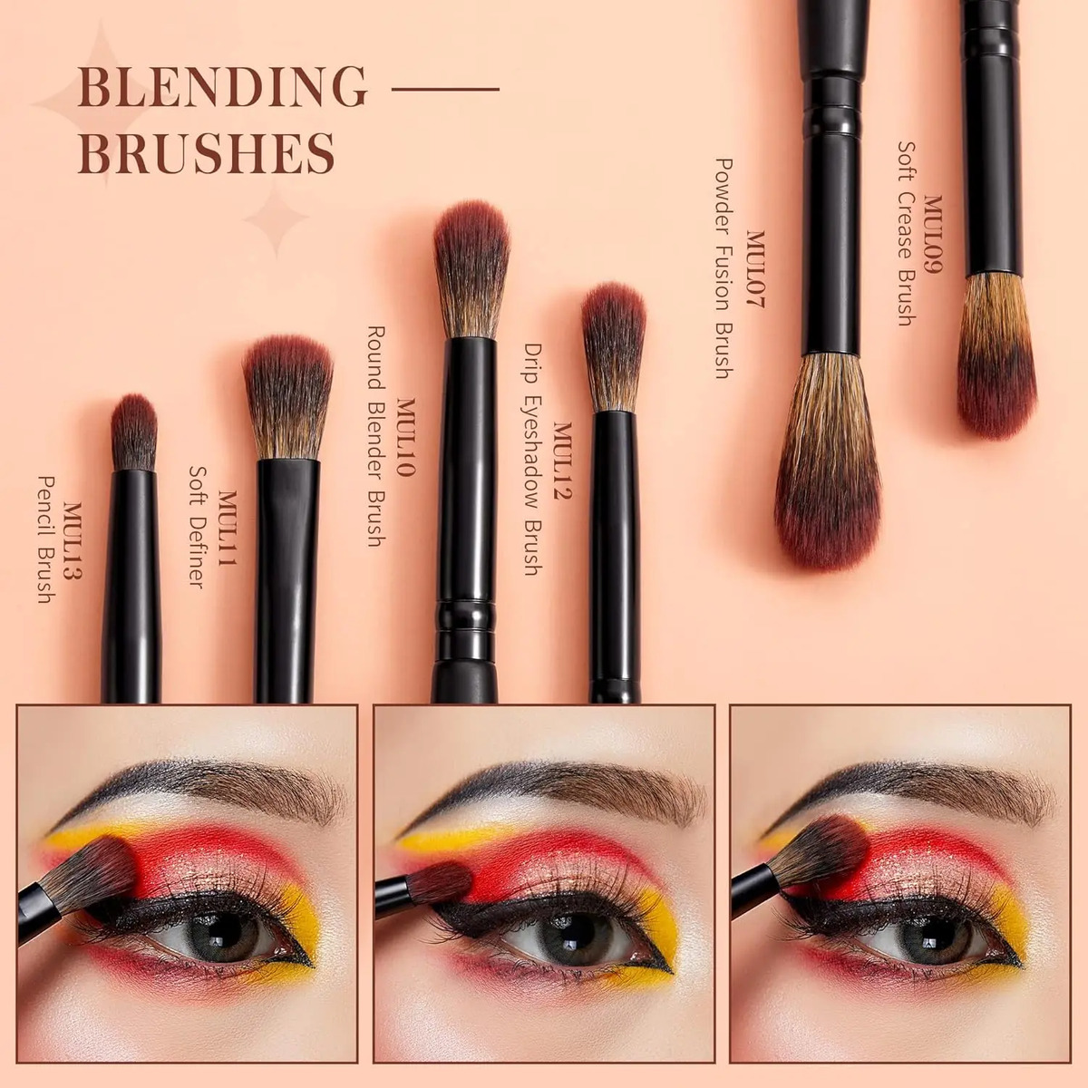 Pinceles De Maquillaje Veganos Sintéticos De 16 Piezas De Je Negro - Image 3
