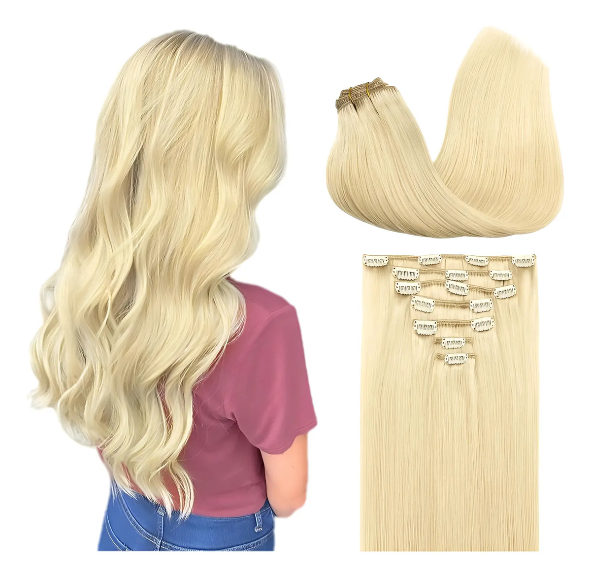 Extensiones Cabello Humano 51 Cm Rubio