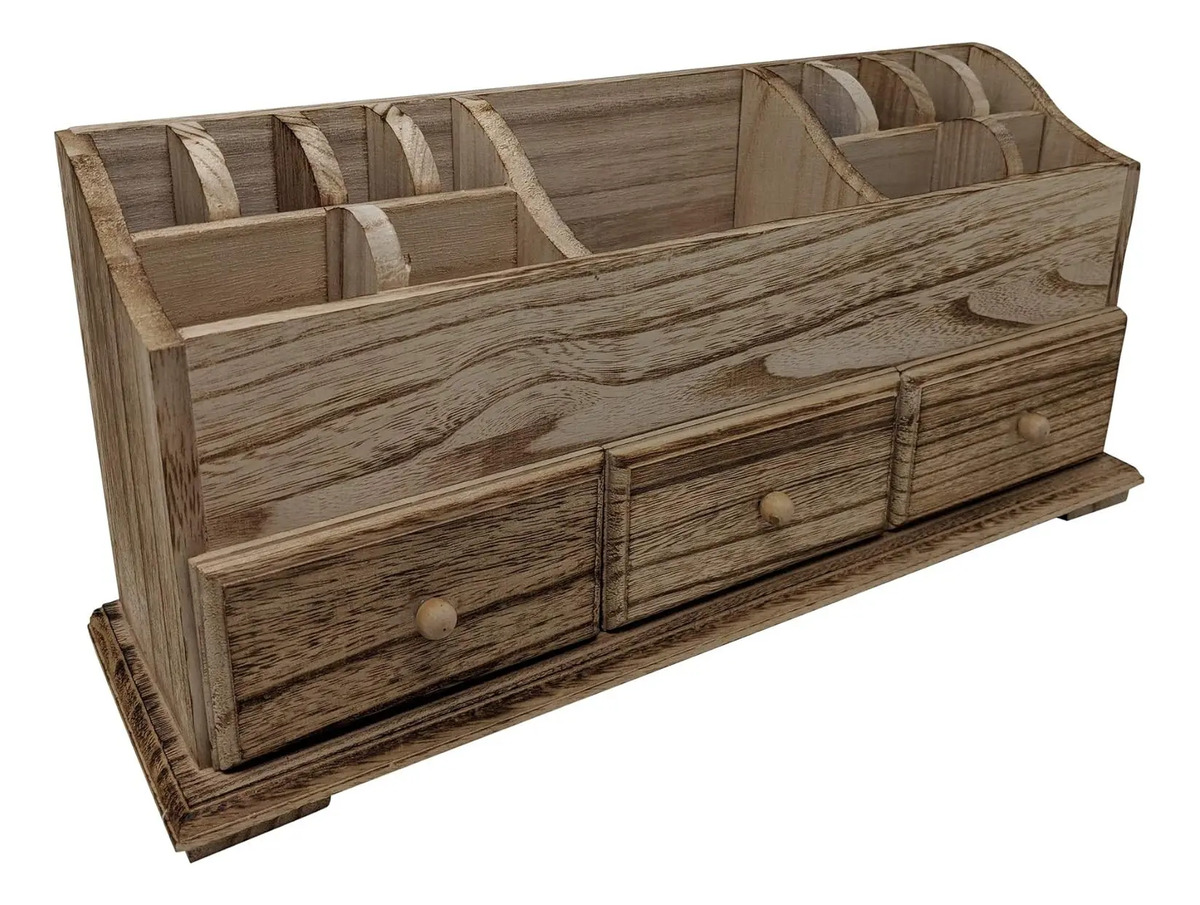 Organizador De Escritorio Madera Para Maquillaje Y Joyería E Torched Wood
