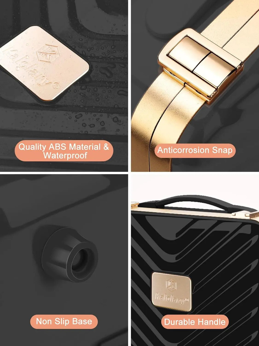 Estuche De Maquillaje Portátil Con Espejo Iluminado, Negro - Image 3