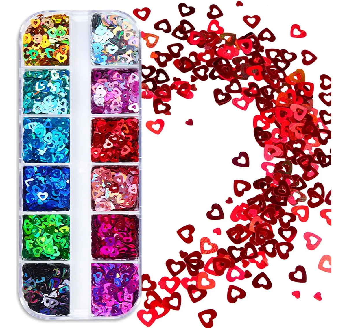 Decoraciones De Uñas Con Corazones Holográficos Y Purpurina - Image 6