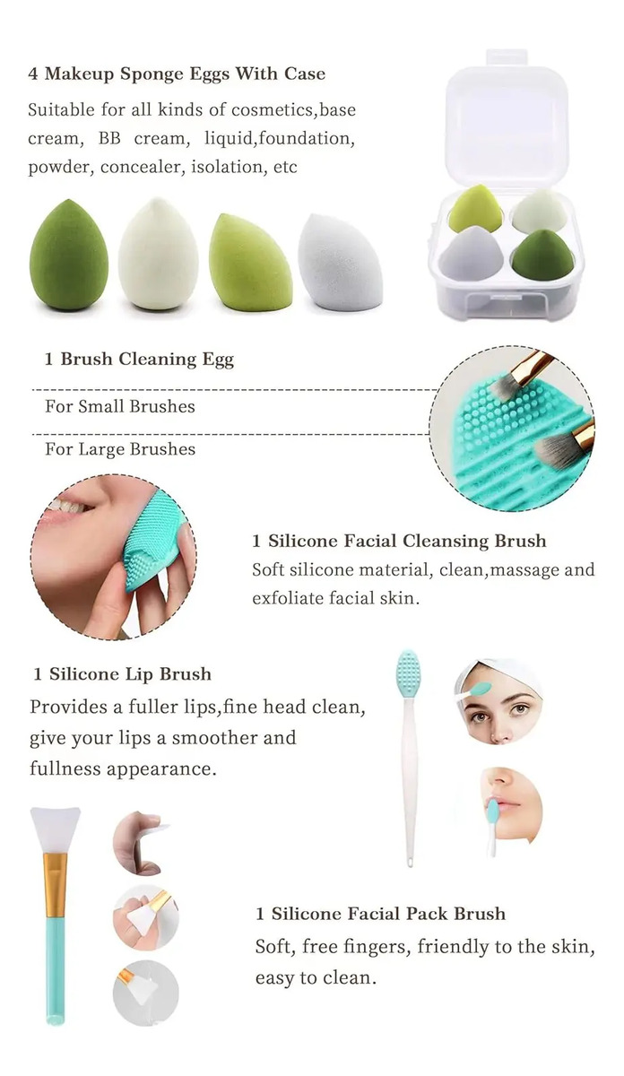 Pinceles De Maquillaje De 30 Piezas En Verde Incluye Pincel - Image 5