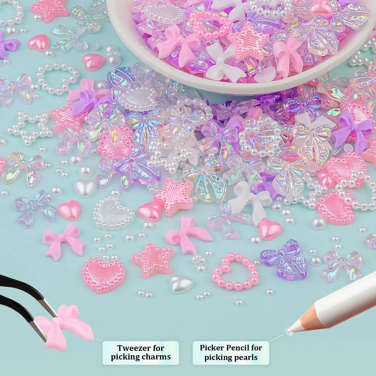 Charms De Uñas 3d Y Perlas Planas De 2 A 6 Mm En 6 Colores C - Image 3