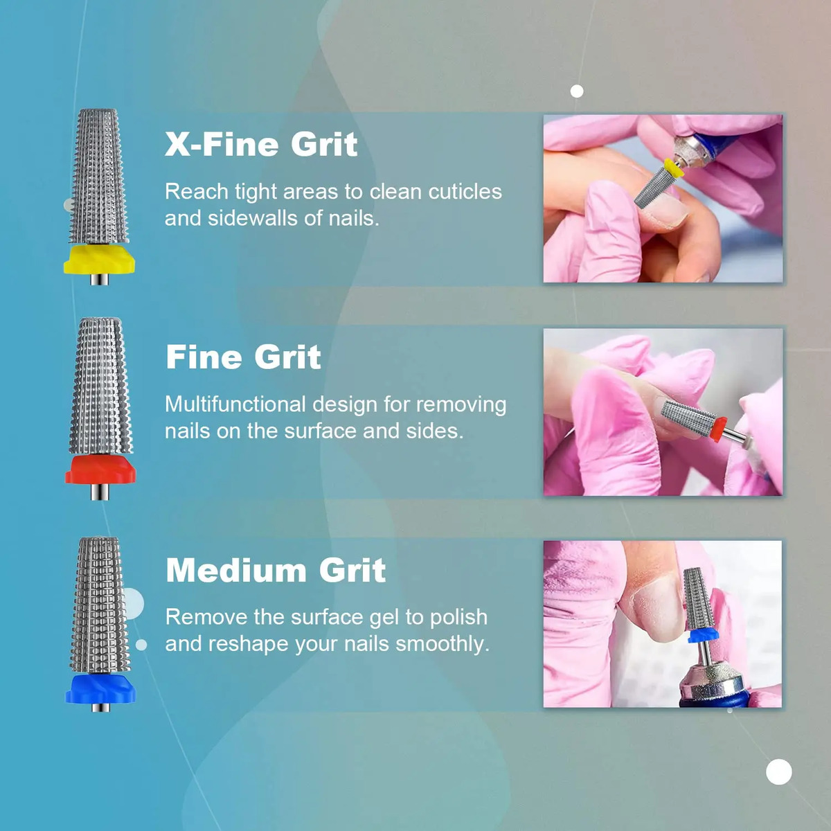 Juego De Limas Para Uñas De 5 En 1 De 3 Piezas Con Rotación - Image 4